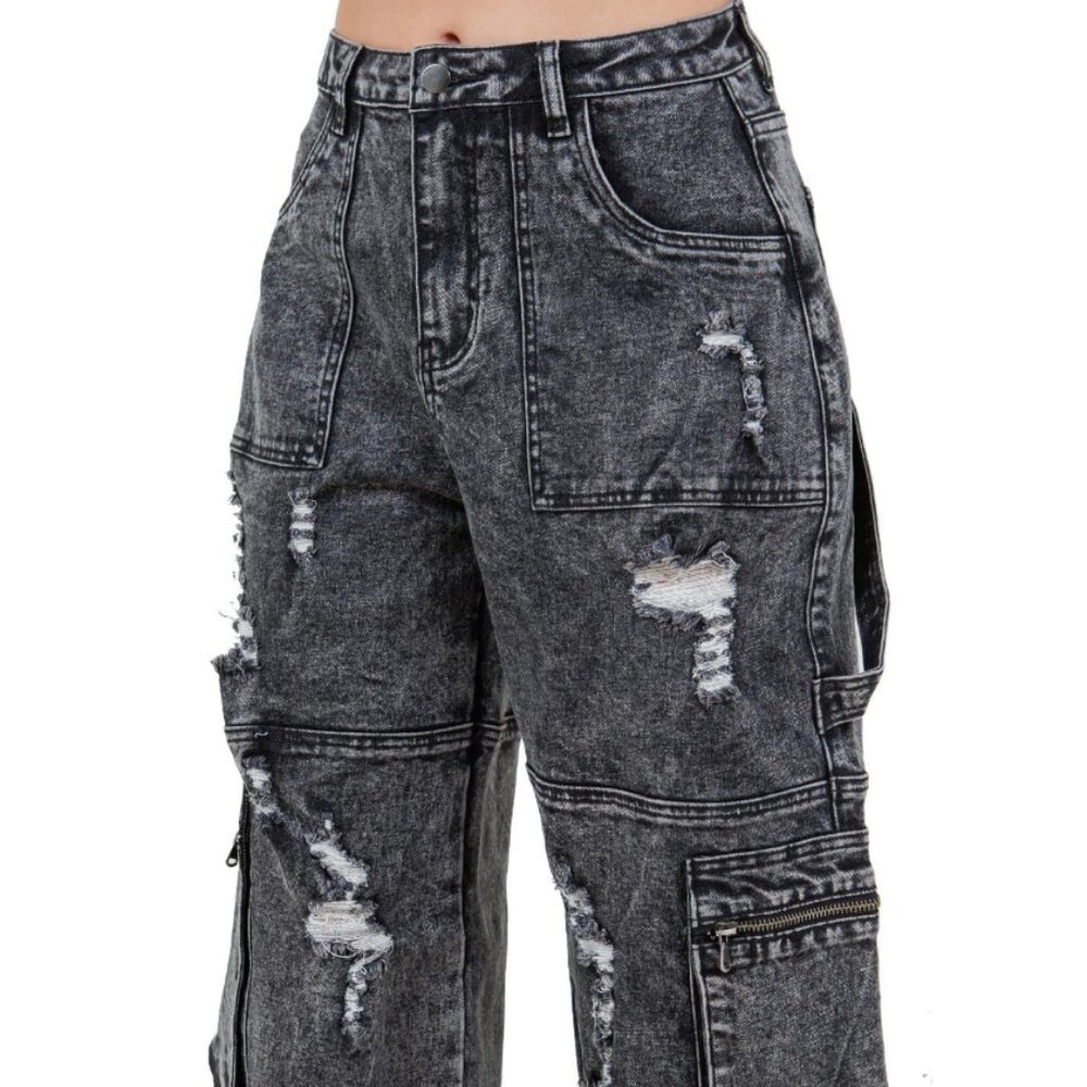 Twin Sisters Basalt Distressed Cargo Pants Designed in Los Angeles